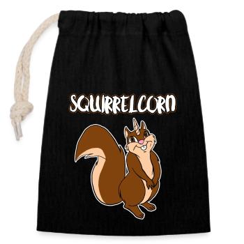 Écureuil Chipmunk drôle écureuil licorne jeu de mots - Sac cadeau en coton avec cordon (14 x 20 cm) - noir - Devant