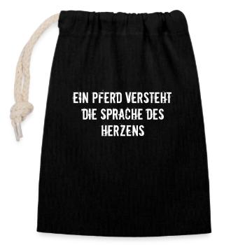 Riding - A horse understands the language of the - Closable cotton gift bag (14x20cm) - black - Front