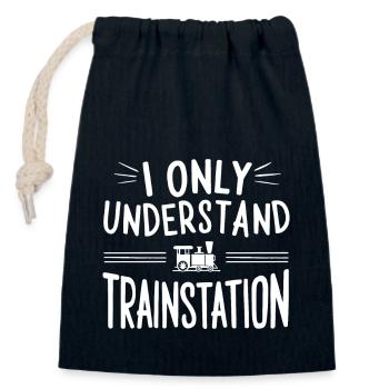 I only Understand Trainstation Deutsch Denglisch S - Verschließbarer Geschenkbeutel aus Baumwolle (14x20cm) - Navy - Vorne