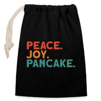 Peace Joy Pancake Deutsch Denglisch Sprichwort - Verschließbarer Geschenkbeutel aus Baumwolle (14x20cm) - Schwarz - Vorne