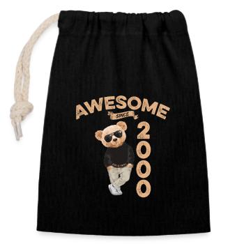 2000 Geburtstag Cool Teddy Bär Awesome since - Verschließbarer Geschenkbeutel aus Baumwolle (14x20cm) - Schwarz - Vorne