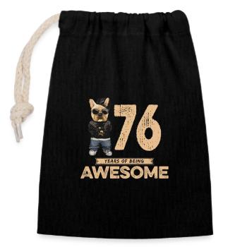 76 Years of being Awesome Cool Dog - Closable cotton gift bag (14x20cm) - black - Front