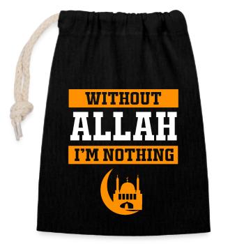 Muslim Islam Moslem Muslima Eid Mubarak Allah - Closable cotton gift bag (14x20cm) - black - Front