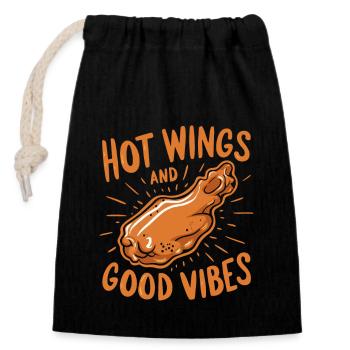 Hot Chicken Wings Spicy Wings Buffalo Wings - Verschließbarer Geschenkbeutel aus Baumwolle (14x20cm) - Schwarz - Vorne