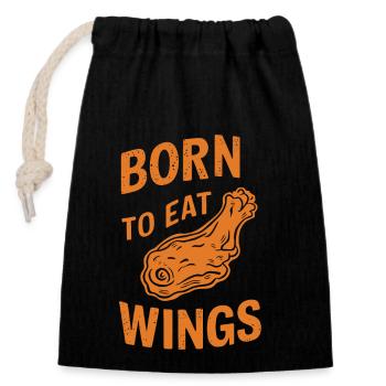 Hot Chicken Wings Spicy Wings Buffalo Wings - Verschließbarer Geschenkbeutel aus Baumwolle (14x20cm) - Schwarz - Vorne
