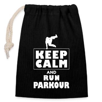 Freerunning freerunner de parkour - Sac cadeau en coton avec cordon (14 x 20 cm) - noir - Devant