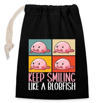 Poisson blob mignon poisson laid - Sac cadeau en coton avec cordon (14 x 20 cm) - noir - Devant