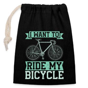 Cyclist I Want To Ride My Bicycle Mountain Biking - Verschließbarer Geschenkbeutel aus Baumwolle (14x20cm) - Schwarz - Vorne