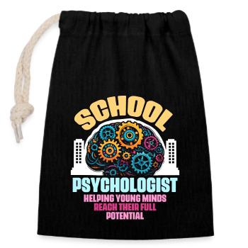School Psychologist Helping Young Minds Counseling - Verschließbarer Geschenkbeutel aus Baumwolle (14x20cm) - Schwarz - Vorne