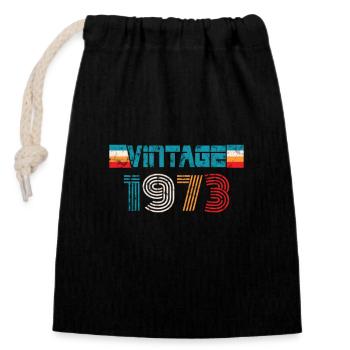 1973 Birthday Vintage - Closable cotton gift bag (14x20cm) - black - Front