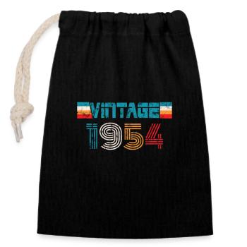1954 Birthday Vintage - Closable cotton gift bag (14x20cm) - black - Front