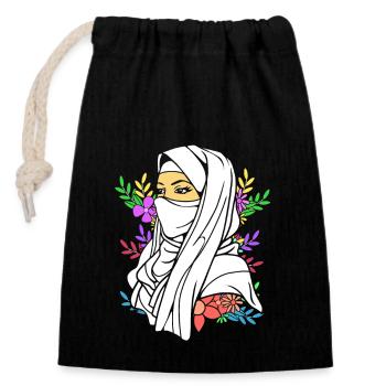 Muslim Islam Moslem Muslima Eid Mubarak - Closable cotton gift bag (14x20cm) - black - Front