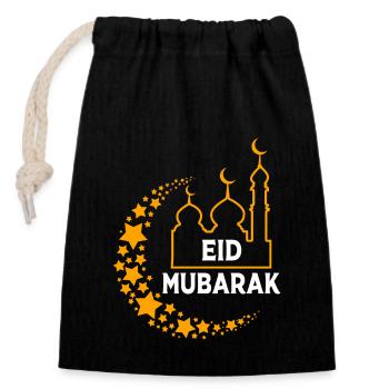 Muslim Islam Moslem Muslima Eid Mubarak - Closable cotton gift bag (14x20cm) - black - Front