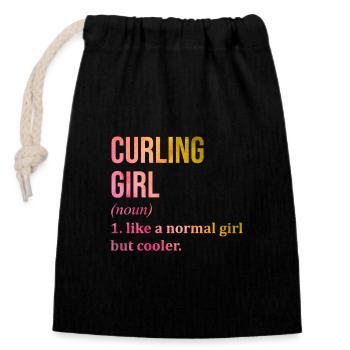 curling - Sac cadeau en coton avec cordon (14 x 20 cm) - noir - Devant