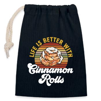 Cinnamon roll - Closable cotton gift bag (14x20cm) - navy - Front