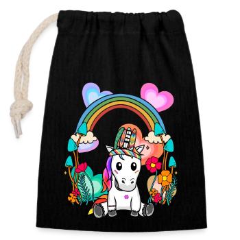 Shaman Unicorn Horse Rainbow Hippie Child - Closable cotton gift bag (14x20cm) - black - Front