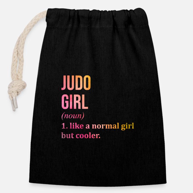 Judo - Closable cotton gift bag (14x20cm) - black