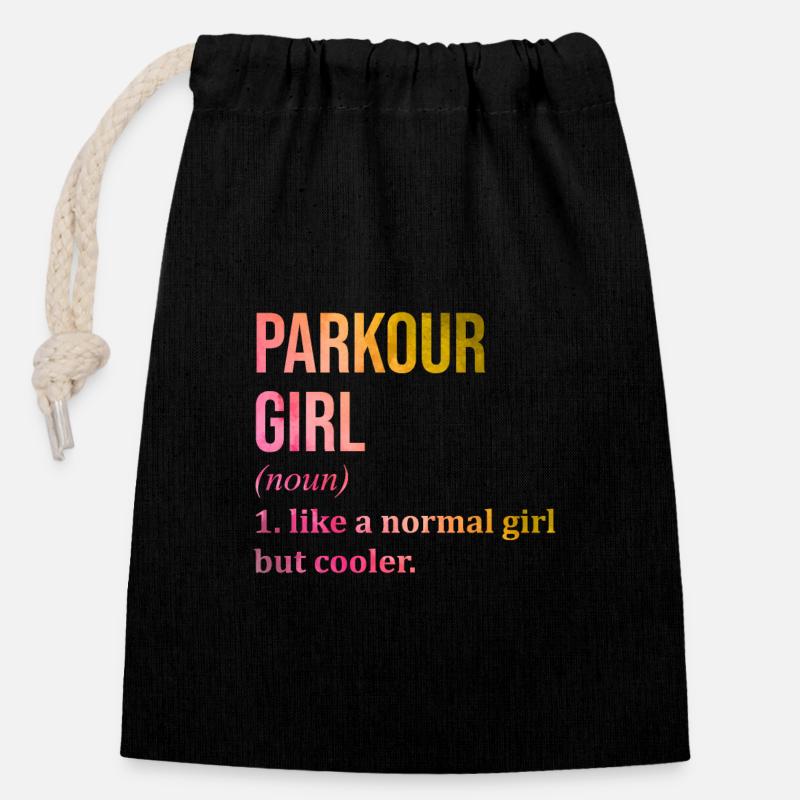 Parkour - Sac cadeau en coton avec cordon (14 x 20 cm) - noir