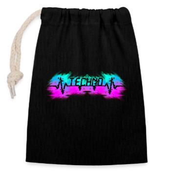 Hardcore-Rave Raver EDM DJ House-Music Heartbeat - Verschließbarer Geschenkbeutel aus Baumwolle (14x20cm) - Schwarz - Vorne