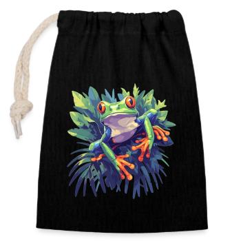 Tree Frog Baumfrösche Baumfrosch - Closable cotton gift bag (14x20cm) - black - Front