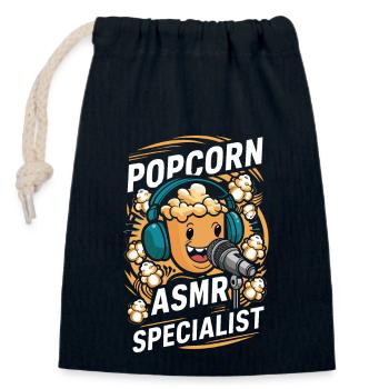 Funny popcorn saying, binge-watching popcorn - Closable cotton gift bag (14x20cm) - navy - Front
