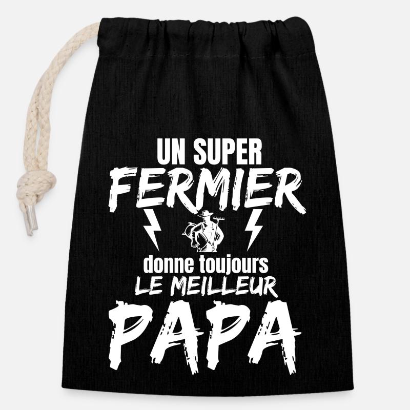 SUPER DAD CLOSE - Closable cotton gift bag (14x20cm) - black