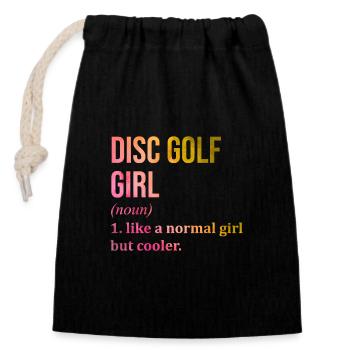 Disc golf - Sac cadeau en coton avec cordon (14 x 20 cm) - noir - Devant