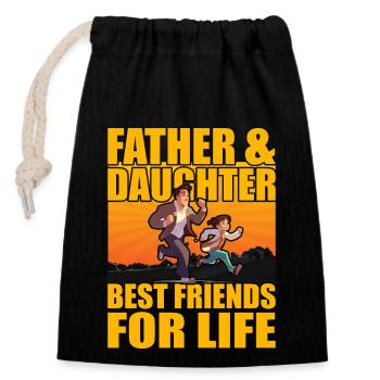 Father and Daughter best friends for life - Closable cotton gift bag (14x20cm) - black - Front