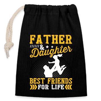 Father and Daughter best friends for life - Closable cotton gift bag (14x20cm) - black - Front