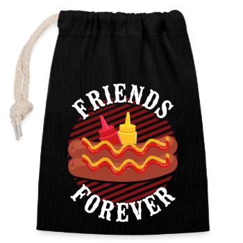 Hot Dog Adult Friends Forever - Closable cotton gift bag (14x20cm) - black - Front