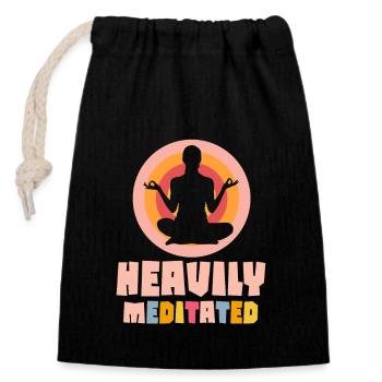 Heavily Meditated - Closable cotton gift bag (14x20cm) - black - Front