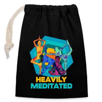 Heavily Meditated - Closable cotton gift bag (14x20cm) - black - Front