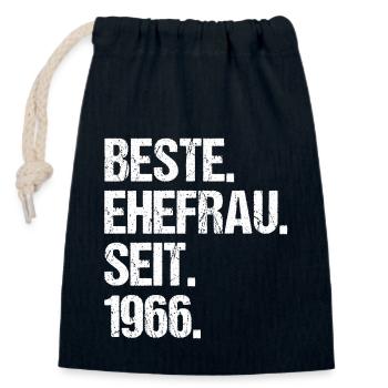 Valentinstag Beste Ehefrau Seit 1966 - Verschließbarer Geschenkbeutel aus Baumwolle (14x20cm) - Navy - Vorne