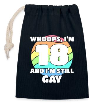 Funny Gay Pride - 18th Birthday 18 BDay Lesbian - Closable cotton gift bag (14x20cm) - navy - Front