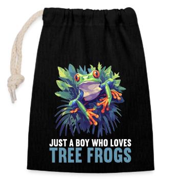 Tree Frog Baumfrösche Baumfrosch - Closable cotton gift bag (14x20cm) - black - Front