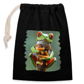 Tree Frog Baumfrösche Baumfrosch - Closable cotton gift bag (14x20cm) - black - Front