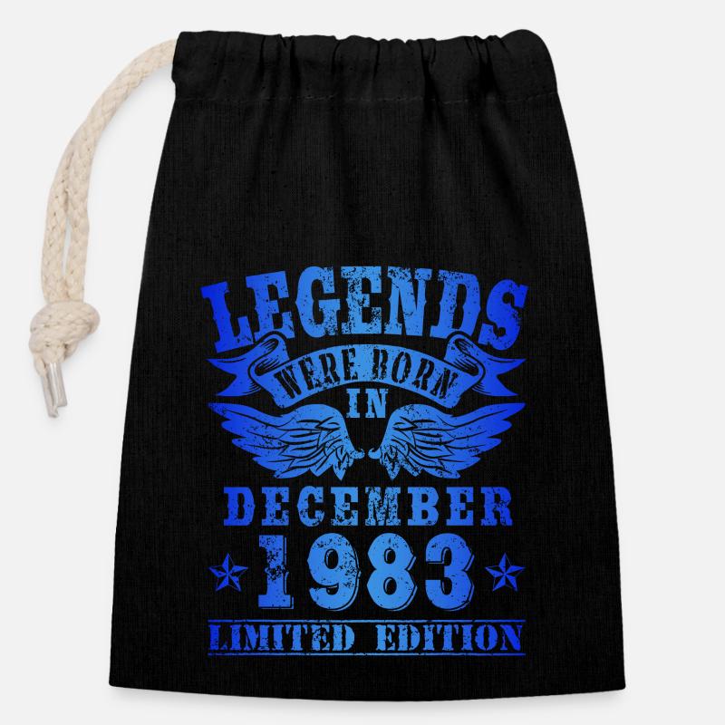 Legends were born in Dezember 1983 Geburtstag - Verschließbarer Geschenkbeutel aus Baumwolle (14x20cm) - Schwarz