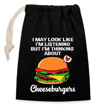 Burger au fromage - Sac cadeau en coton avec cordon (14 x 20 cm) - noir - Devant