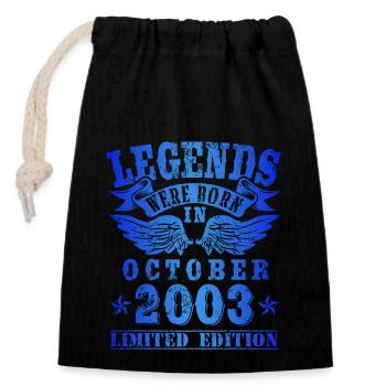 Legends were born in October 2003 Birthday - Closable cotton gift bag (14x20cm) - black - Front