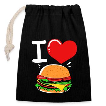 Burger au fromage - Sac cadeau en coton avec cordon (14 x 20 cm) - noir - Devant