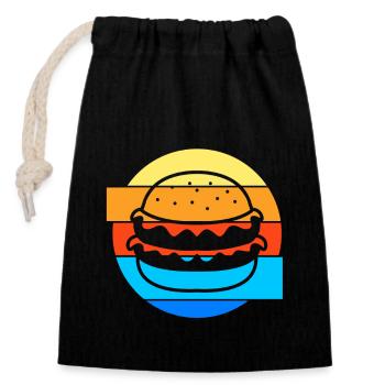 Burger au fromage - Sac cadeau en coton avec cordon (14 x 20 cm) - noir - Devant