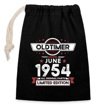 Oldtimer 1954 Jahrgang 1954 70. Geburtstag Juni - Verschließbarer Geschenkbeutel aus Baumwolle (14x20cm) - Schwarz - Vorne