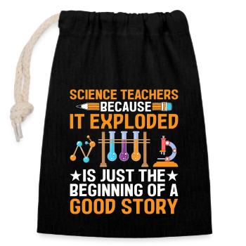 Professeur de sciences Professeur d’école Biologie Chimie P - Sac cadeau en coton avec cordon (14 x 20 cm) - noir - Devant