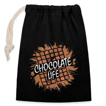 CHOCOLATE BARS - Closable cotton gift bag (14x20cm) - black - Front
