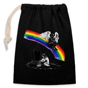 Fille papa Ange en deuil - Sac cadeau en coton avec cordon (14 x 20 cm) - noir - Devant