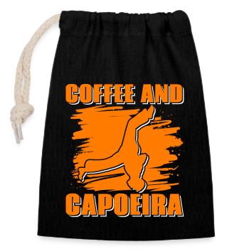 Café et Capoeira - Sac cadeau en coton avec cordon (14 x 20 cm) - noir - Devant