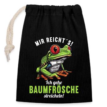 Tree Frog Baumfrösche Baumfrosch - Closable cotton gift bag (14x20cm) - black - Front