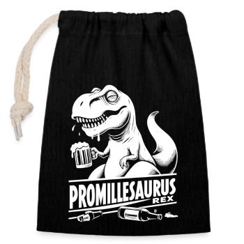 Promillesaurus Rex : le T-Rex buveur - Sac cadeau en coton avec cordon (14 x 20 cm) - noir - Devant