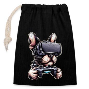 Dogs, French Bulldog video game vr glasses - Closable cotton gift bag (14x20cm) - black - Front