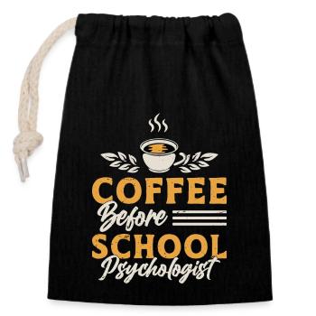School Psych Coffee School Counselor Coffee Lover - Verschließbarer Geschenkbeutel aus Baumwolle (14x20cm) - Schwarz - Vorne